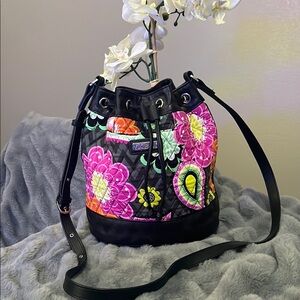Vera Bradley Black and Pink Floral Crossbody Bag